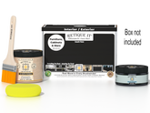 Retique It® Multi-purpose Smooth Finish Kit in Classic Black, medium size, with wood finishing tools and supplies in the box.