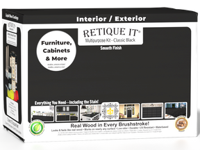 Large Classic Black Wood'n Finish Kit by Retique It® featuring interior satin top coat in a multi-purpose smooth finish box.