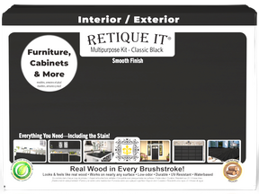 Large Classic Black Wood'n Finish Kit by Retique It® featuring smooth finish products in a sturdy box.