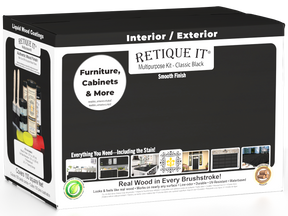 Retique It® Multi-purpose Smooth Finish Kit (Large) in classic black for interior wood topcoat with satin finish.