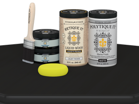 Retique It® large black wood finish kit with satin exterior top coat, includes smooth finish components for multi-purpose use.