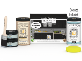 Retique It® Wood'n Cabinet Kit with 12 black stained, smooth cabinet doors for classic kitchen or bathroom cabinetry.