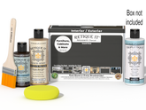Retique It® Charcoal Multi-purpose Smooth Finish Kit for interior wood projects, includes top coat and application tools.