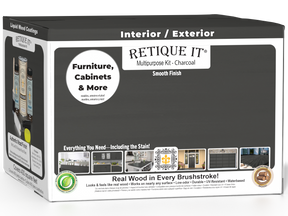 Retique It® Multi-purpose Smooth Finish Kit in Charcoal, interior top coat for wood, with four large matte wood finish containers.