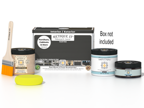 Retique It® Multi-purpose Smooth Finish Kit in charcoal for interior wood top coating, featuring matte, sleek finish and included tools.
