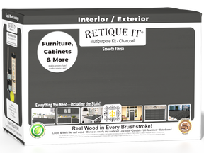 Large Charcoal Wood'n Finish Kit by Retique It® with multiple tools for smooth wood finishing projects.