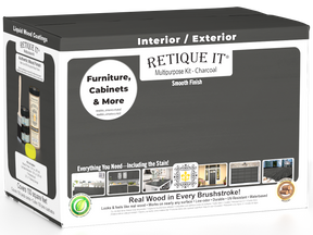Retique It® multi-purpose smooth finish kit in large charcoal, featuring wood finishing tools and supplies for furniture.