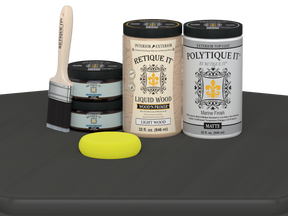 Retique It® large charcoal multi-purpose wood finish kit with satin exterior top coat, smooth matte finish for wood projects