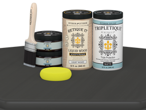 Retique It® Multi-purpose Smooth Finish Kit (Large) in charcoal for interior wood projects, satin top coat, matte finish.