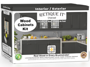 Retique It® Wood'n Cabinet Kit with 24 charcoal-colored smooth cabinet doors, stain finish for kitchen or bathroom cabinetry.