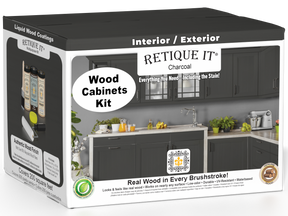 Retique It® Wood'n Cabinet Kit with 24 smooth charcoal stain doors, showcasing modern cabinet design and finish.