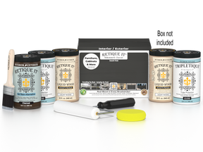 Retique It® Multi-purpose Smooth Finish Kit for interior wood projects, includes 4 charcoal gloss top coats with a smooth finish.