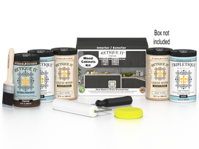 Retique It® Wood'n Cabinet Kit with 24 smooth charcoal stained cabinet doors, designed for kitchen or bathroom cabinetry.
