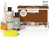 Retique It® Cherry wood finish kit with smooth finish, including applicator tools and finishing products in a box.