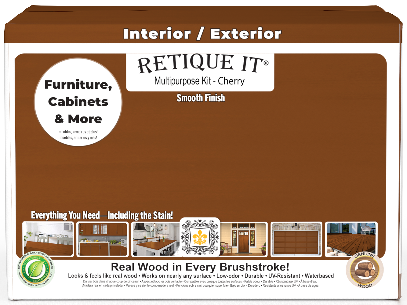 Retique It Cherry Multi-purpose Smooth Finish Kit (4x Large) exterior wood top coat box showing product packaging and brand branding.