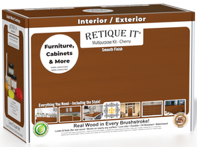 Retique It® Multi-purpose Smooth Finish Kit (Med) in Cherry, wood finishing kit with brush and supplies for furniture repair.