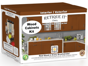 Retique It® Wood'n Cabinet Kit with 24 smooth cherry doors, featuring stain finish for kitchen or bathroom cabinetry.