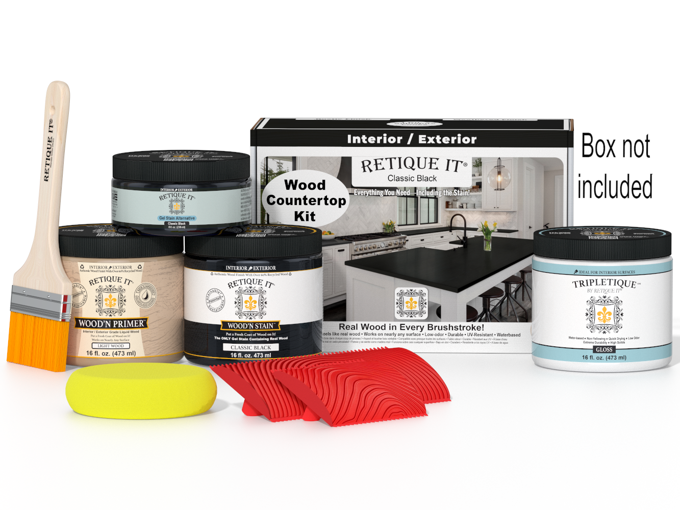 Retique It® Kitchen Island countertop kit with classic black stain, featuring a sleek, durable surface for modern kitchen decor.