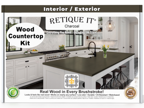 Retique It® charcoal stain countertop kit for kitchen islands, featuring a durable stained surface with a modern charcoal finish.