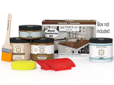 Dark oak countertop kit for kitchen island by Retique It®, featuring stain application on a modern kitchen surface.