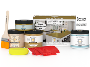 Retique It® Old Oak stain countertop kit for kitchen islands, featuring wood grain and natural finish details.