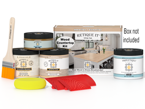 Retique It® white oak countertop kit for kitchen island with stain application, showcasing natural wood grain and finish details.