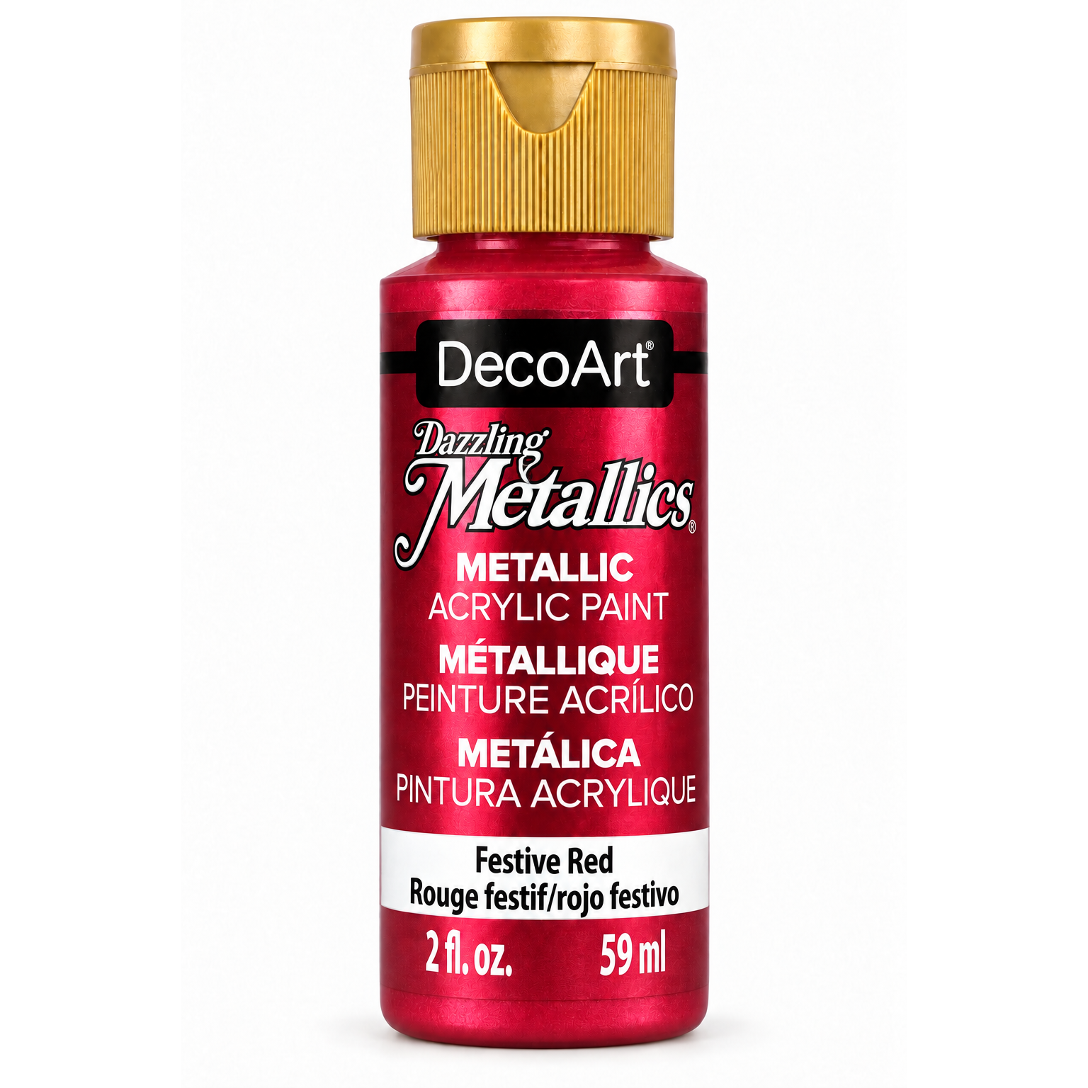 DecoArt Dazzling Metallics Festive Red acrylic paint, 2 oz bottle