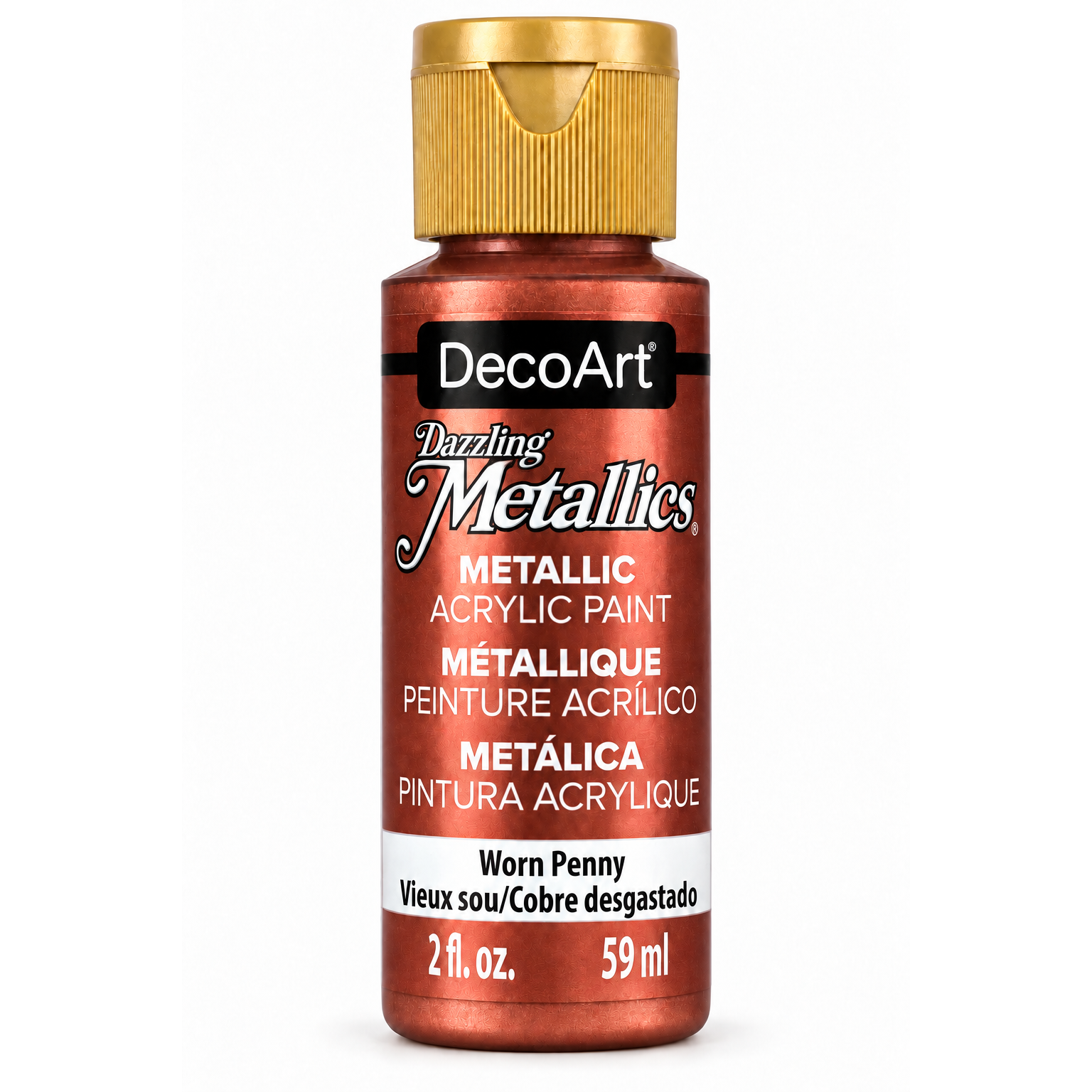 DecoArt Dazzling Metallics Worn Penny acrylic paint, 2 oz bottle