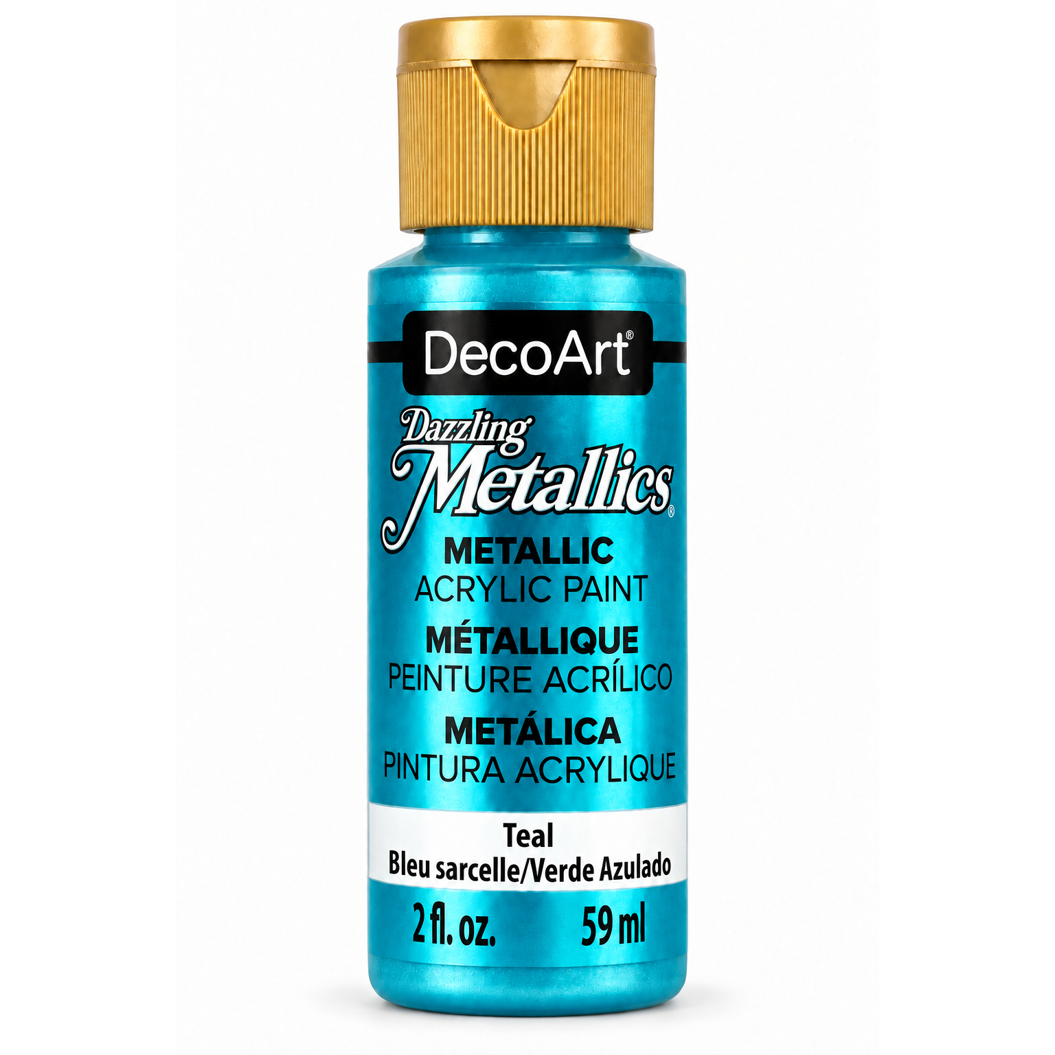 DecoArt Dazzling Metallics Teal acrylic paint, 2 oz bottle