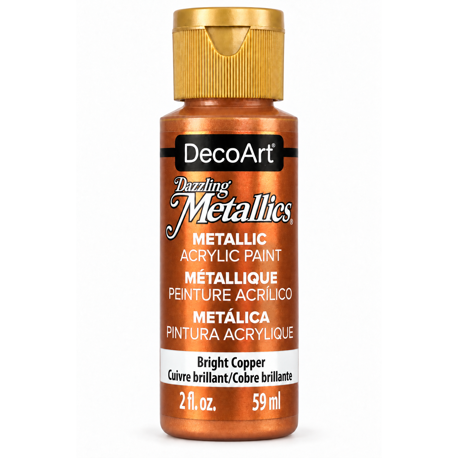 DecoArt Dazzling Metallics Bright Copper acrylic paint, 2 oz bottle