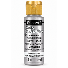 DecoArt Dazzling Metallics Shimmering Silver acrylic paint, 2 oz bottle
