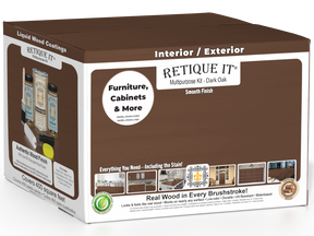 Retique It® Multi-purpose Smooth Finish Kit (4x Large) in Dark Oak for interior wood surfaces with matte top coat.