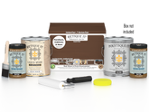 Retique It Dark Oak Multi-purpose Wood'n Finish Kit with four large exterior top coat bottles and application tools in a box.