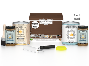 Retique It® Multi-purpose Smooth Finish Kit in Dark Oak for interior wood projects, includes four large satin top coat jars.