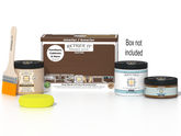 Retique It Dark Oak Multi-purpose Smooth Finish Kit for interior wood top coats, includes application tools and product packaging