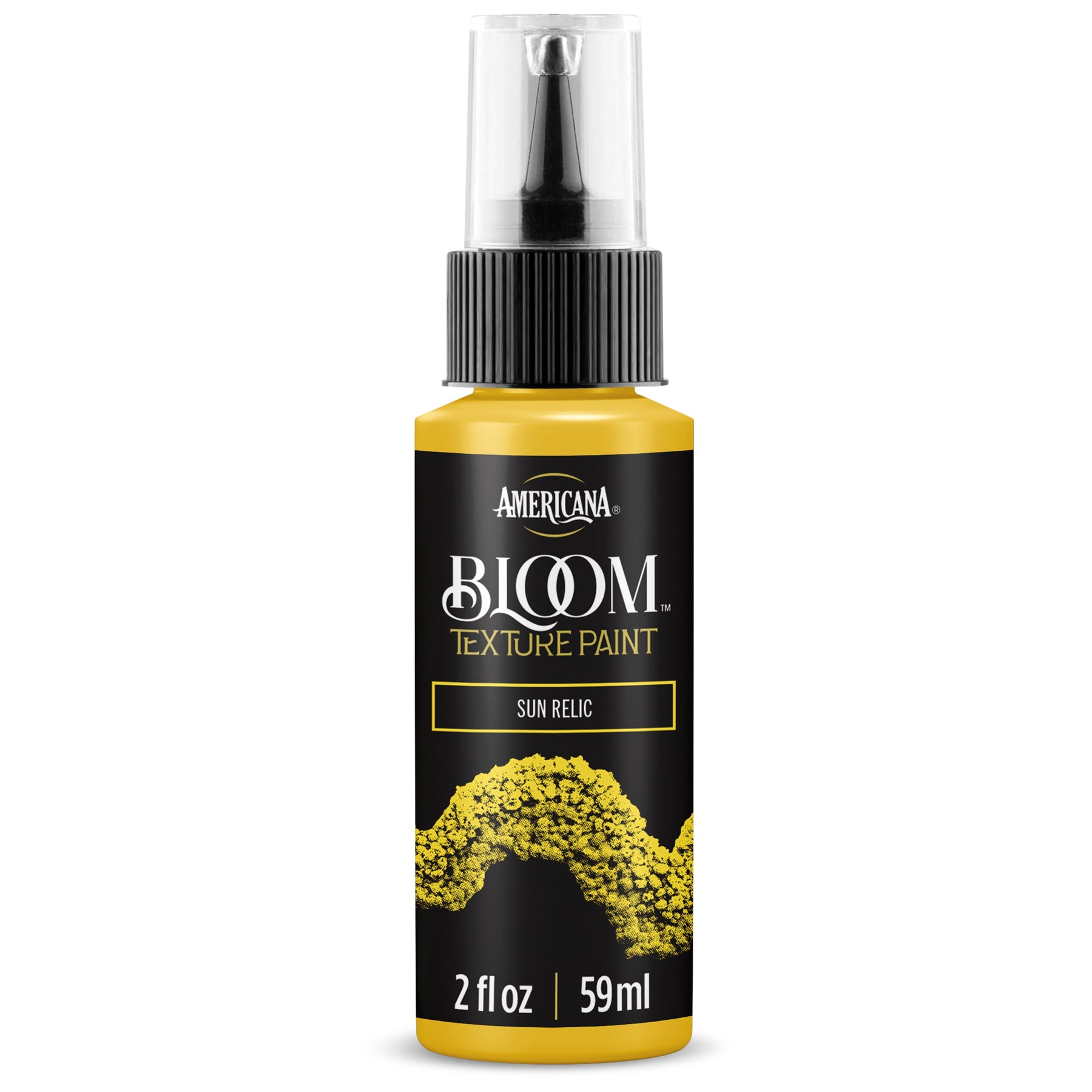 DecoArt Bloom Texture Paint in Sun Relic, vibrant orange and gold textured acrylic paint for artistic projects.