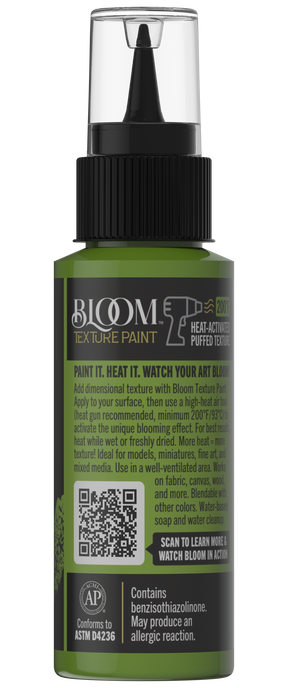 Retique It® Bloom Texture Paint 4-pack in Verdant Pulse, showing textured paint swatches with vibrant green finish.