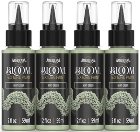 Retique It® Bloom Texture Paint 4-pack in mint green, showcasing textured paint bottles with vibrant green color and product label.