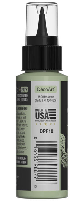 Retique It® Bloom Texture Paint 4-pack in mint green, showing textured paint cans and sample swatches on a neutral background.