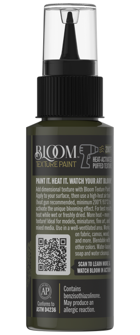 Retique It® Bloom Texture Paint 4-pack in Meadow Veil with textured brush strokes shown on a wall surface.