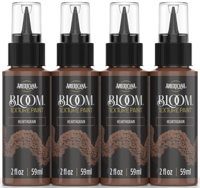 Retique It Bloom Texture Paint 4-pack in Hearthgrain finish, showing textured paint cans and color swatches.