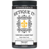 Retique It Twilight furniture and cabinet paint swatch showing a smooth, dark gray finish on wood surfaces.