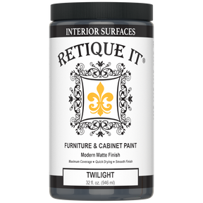 Retique It Twilight furniture and cabinet paint swatch showing a smooth, dark gray finish on wood surfaces.