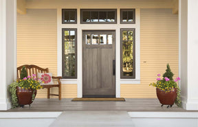 Retique It Multi-purpose Smooth Finish Kit in Harbor Gray, wood finish kit with four large containers, shown on a front door.