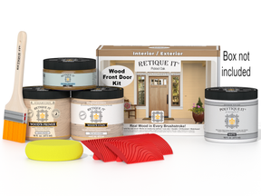 Retique It® Wood'n Finish Pickled Oak front door kit with stain, showing a finished wooden door with a natural pickled oak appearance.
