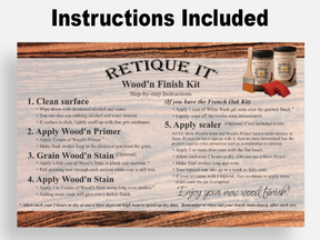 Retique It Wood'n Finish Kit (Large) Harbor Gray with instruction booklet and application steps in the image.