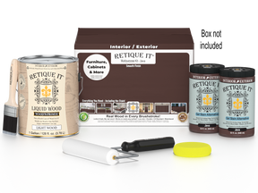 Retique It® Wood'n Finish Kit in Java with four large containers, designed for a smooth, multi-purpose wood finishing project.