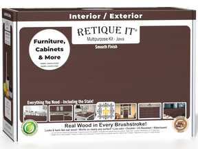 Retique It® Multi-purpose Smooth Finish Kit in Java for wood, featuring exterior top coat with a matte finish.