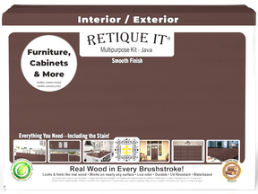 Retique It® Java Multi-purpose Smooth Finish Kit (Large) with exterior top coat and matte finish for wood surfaces.