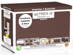 Large Java Multi-purpose Smooth Finish Kit by Retique It® for wood finishing, includes tools for a sleek, smooth wood surface.
